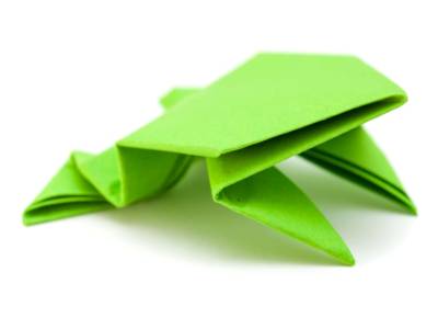 rana verde carta origami