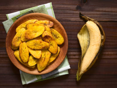 platano fritto fette chips