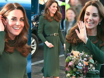 Kate Middleton in abito verde bottiglia