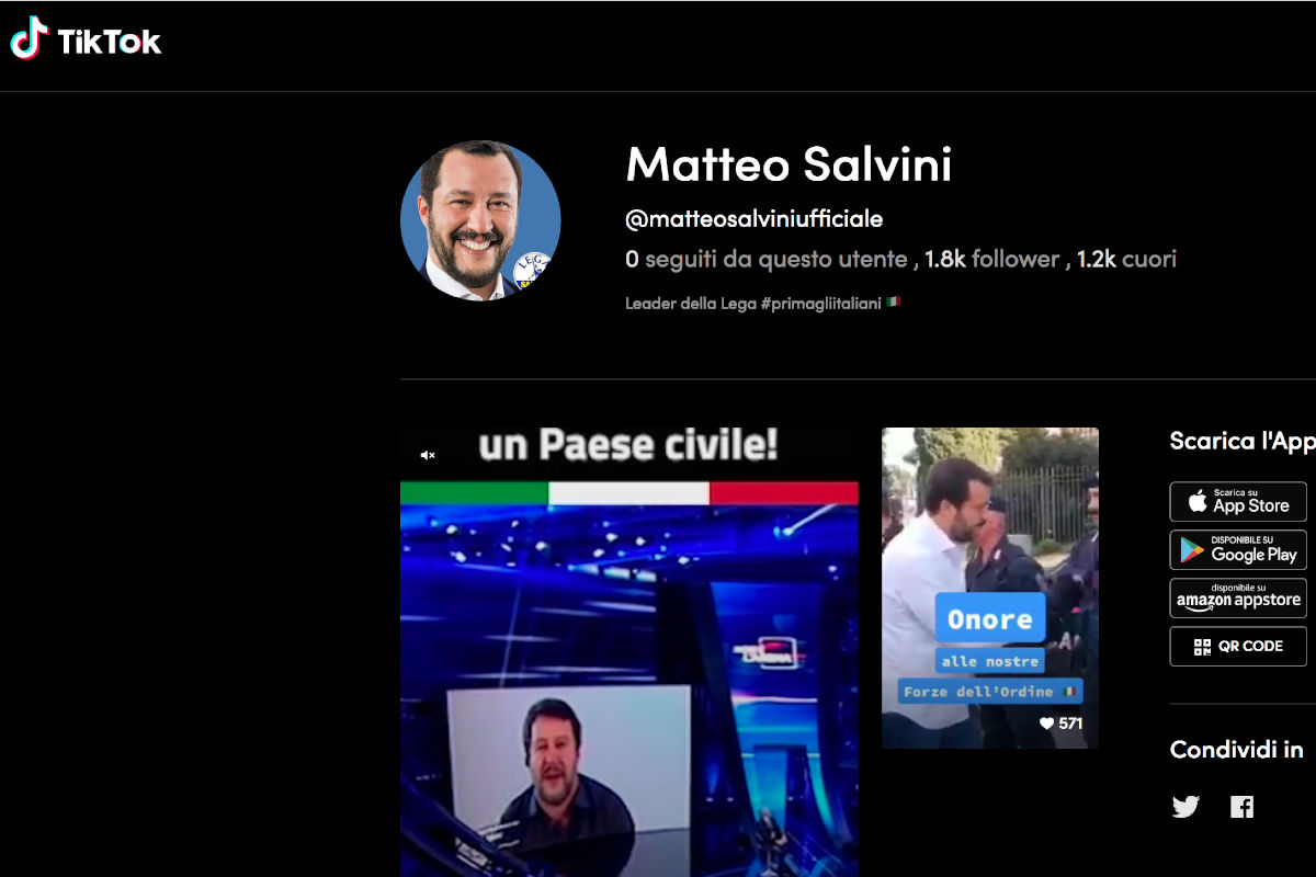 Tik tok di Matteo Salvini