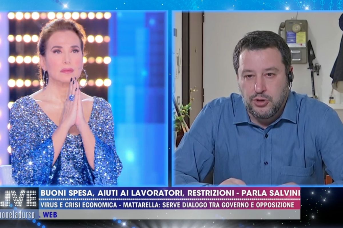 Preghiera di Barbara D'urso e Matteo Salvini