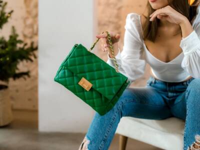 Borsa verde in pelle