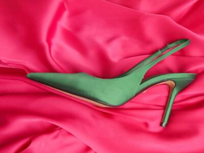 Slingback raso verde