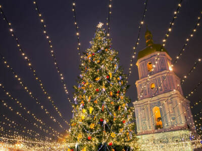 albero di natale piazza luci aperto